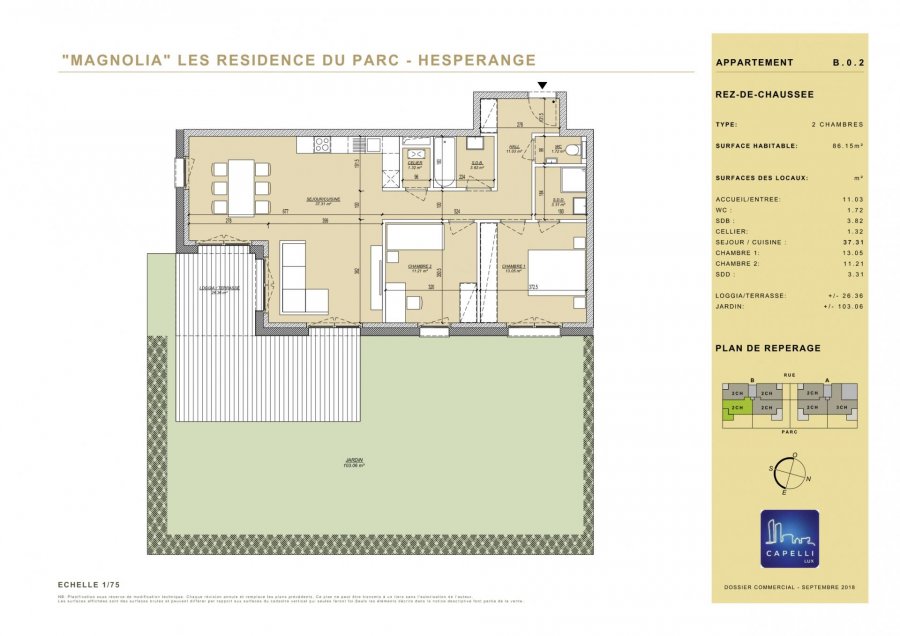 acheter appartement 2 chambres 86.15 m² hesperange photo 1