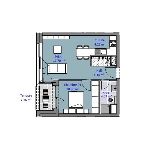 Appartement à vendre 1 chambre à Luxembourg-Kirchberg