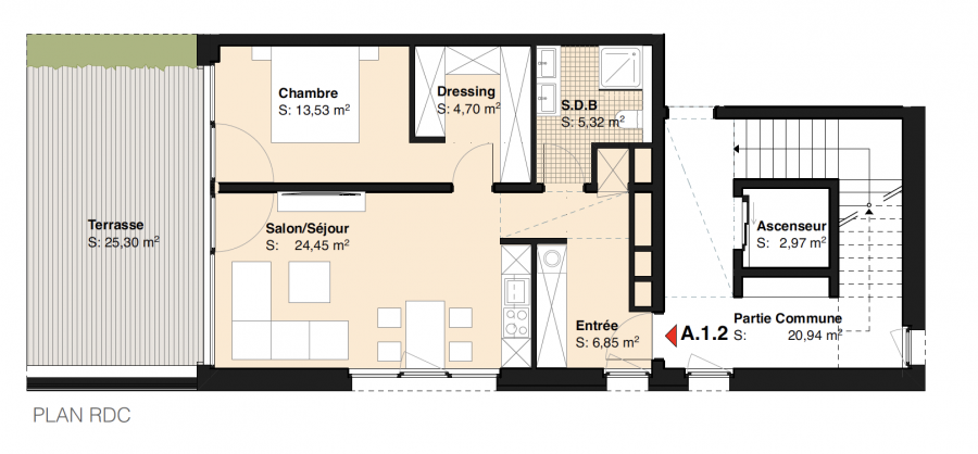 Appartement à vendre 1 chambre à Junglinster
