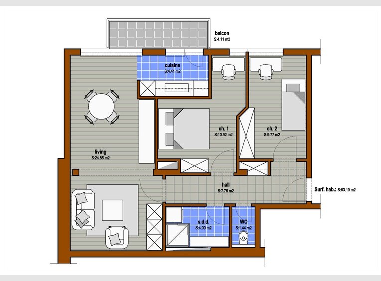 Apartment for sale 2 bedrooms in Luxembourg (LU) - Ref. 7115334