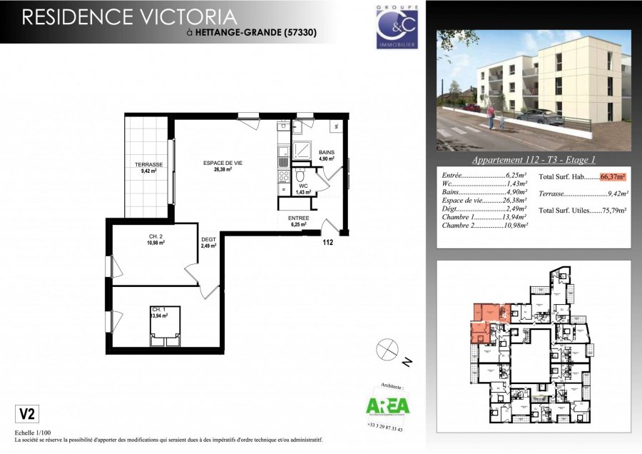 acheter appartement 3 pièces 66.84 m² hettange-grande photo 3