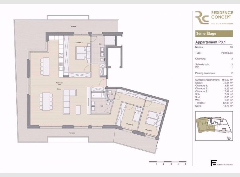 Penthouse for sale 3 bedrooms in Luxembourg (LU) - Ref. 6353286
