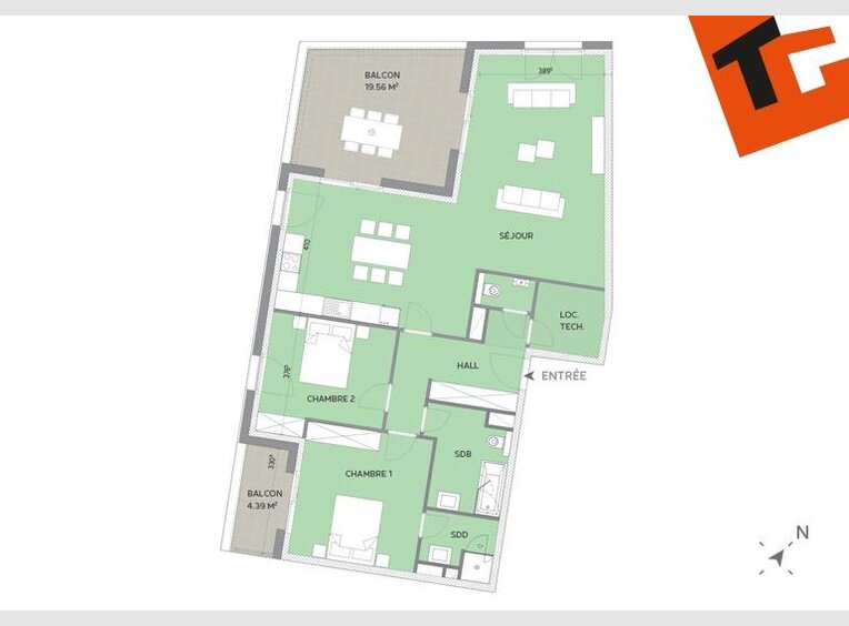 Apartment for sale 2 bedrooms in Howald (LU) - Ref. 6032391