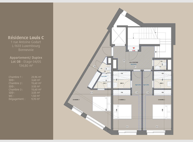 Penthouse à vendre 3 Chambres à Luxembourg (LU) - Réf. 7115447