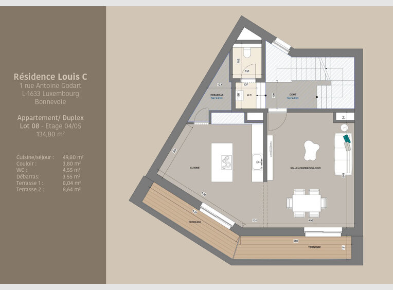 Penthouse à vendre 3 Chambres à Luxembourg (LU) - Réf. 7115447