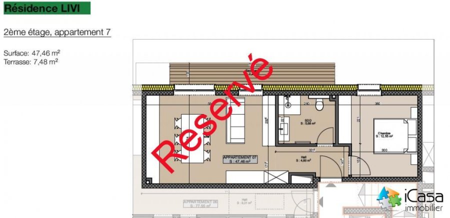 Appartement à vendre 1 chambre à Bertrange