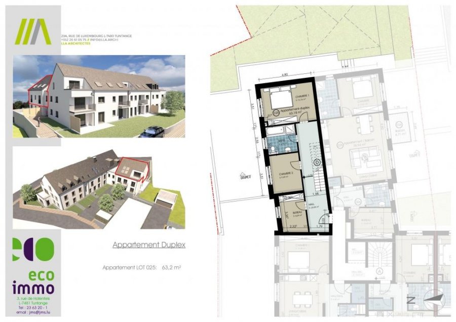 Duplex à vendre 3 chambres à Buschdorf