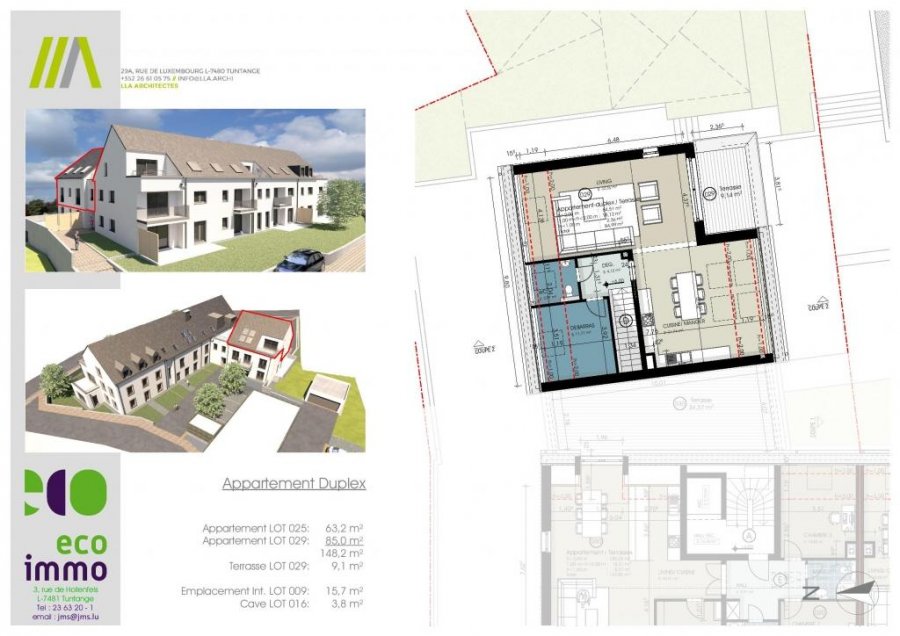 Duplex à vendre 3 chambres à Buschdorf
