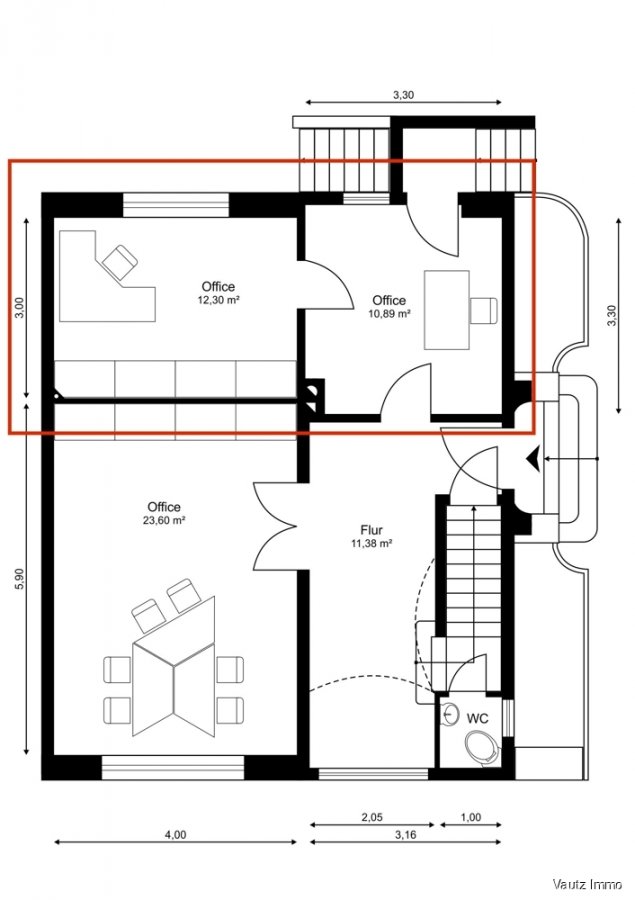 louer bureau 0 chambre 25 m² wasserbillig photo 1