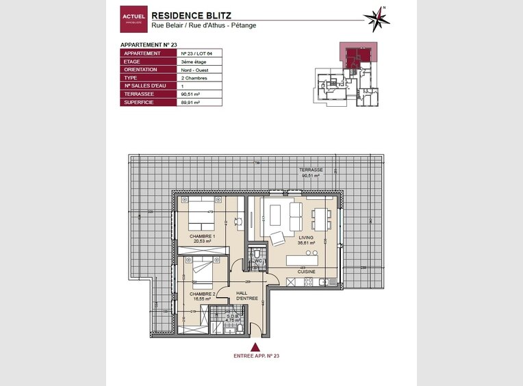 Penthouse for sale 2 bedrooms in Pétange (LU) - Ref. 6082285