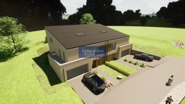 Nouvelle construction de 2 maisons jumelées, en situation très agréable, en pleine verdure et au calme!<br>Maison de gauche: La surface nette habitable (Intra muros) est de 163.55m2, la surface utile totale est de 248.73m2.<br>Description:<br>Niveau 0: Hall d\'entrée, WC séparé, vestiaire spacieux, garage pour 2 voitures. Accès direct du garage vers la terrasse et au jardin<br>Niveau+0,5: Grand séjour faisant 42.5m2, débarras de 3.6m2, accès à la terrasse plein pied de 35m2 (avec débarras de 3m2), jardin orienté vers l\'ouest.<br>Niveau +1: suite parentale comprenant chambre, dressing et salle de bain.<br>Niveau+1.5: 2 chambres spacieuses et salle de douche.<br><br>Plans, descriptif et vidéo animée sur demande.<br><br>La construction sera réalisé par REAL CONSTRUCTIONS sàrl de Rédange, un constructeur d\'une renommée irréprochable.  <br><br>Le prix affiché comprend la TVA 3%/17%; sous réserve d\'acceptation par l\'Administration de l\'Enregistrement et suivant les dispositions du règlement grand-ducal du 30 juillet 2002.<br><br>Ospern est situé à 3 km de Rédange avec tout commerce, Lycée, centre médicale, etc.