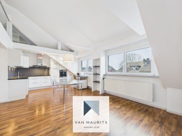 Ce duplex très lumineux se situe au cœur de Luxembourg-Limpertsberg (28, rue Frantz Steimez), au 3ème et au dernier étage d'une petite résidence de 4 unités. Il dispose d'une surface habitable de ± 112 m² et se compose comme suit :

d'un hall d'entrée de ± 10 m² avec un dressing encastré, d'un grand espace ouvert composé d'une salle à manger/cuisine ouverte de ± 30 m², de deux chambres de ± 12 et 13 m², d'une salle de bain de ± 5 m² (baignoire, lavabo) et d'un wc séparé.

Le dernier étage, accessible par un escalier en béton, est composé d'un salon avec un accès au balcon, orienté plein sud, et une belle vue dégagée sur les toits du quartier.

L'offre comprend également une cave privée de ± 2 m² et un garage privé de ± 20 m² avec un parking devant.

La visite virtuelle sur demande. 

Details supplémentaires :

. Dernier étage, vue dégagée ;
· Orientation sud ;
· Situation idéale au cœur de Limpertsberg ;
· Rue calme ;
· Possibilité de créer une troisième chambre ;
· Double vitrage, châssis PVC, volets manuels ;
· Chaudière au gaz de 2008, chauffage collectif, chauffage par radiateurs ;
· Très lumineux ;
· Cave ;
· Garage ;
· Toiture en ardoises et zinc, en bon état ;
· Balcon vue dégagée ;
· Pas d'ascenseur ;
· Placards dans l'entrée et dans les chambres ;
· Limpertsberg, quartier le plus prestigieux, au cœur de la ville.

Agent responsable : Katia Gravière au 661 33 29 82 ou katia@vanmaurits.lu