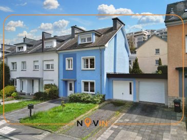 -----
English description below
-----

Belle maison mitoyenne, d’une surface brute de 194 m2 et habitable de 130 m2 située à Luxembourg Weimerskirch.

La maison se trouve sur un terrain de 2a54ca comprenant un jardin, une terrasse et un garage.

La maison se distingue comme suit : 

Au rez-de-chaussée : Un hall d'entrée, une cuisine équipée fermée, un salon/salle à manger. 
Au 1er étage : 2 chambres à coucher, une salle de bains, une salle de douche avec toilettes. 
Au 2ème étage: combles entièrement aménagés disposant d’une chambre à coucher parentale, une salle de douche avec toilettes. 
Au sous-sol : deux grandes caves et un local technique. Un jardin de 110m2 et un garage individuel viennent compléter ce bien. Atouts de cette maison : 

La situation du bien est idéale, dans un quartier très calme, facilités de parking, à quelques minutes du centre-ville et du Kirchberg. 
Arrêt de bus à 2 minutes à pied. 

Détails :  La maison a fait l’objet d’un grand nombre de rénovations en 2018 incluant une cuisine équipée, les salles de bains, parquet, fenêtres double vitrage, chaudière au Gaz de la marque Buderus, les caves. 
Le jardin est exposé plein SUD et est accessible par le living, cave et garage.

Visites et informations, contactez :
Novin' Real Estate / Mme Langgartner Sandrine / +352.661.232.301

-----
English description
-----

Beautiful house, with a gross area of 194 m2 and a living area of 130 m2 located in Luxembourg Weimerskirch.

The house is on a plot of 2a54ca including a garden, a terrace and a garage.

The house is distinguished as follows: 

On the ground floor: An entrance hall, a closed equipped kitchen, a living room. 
On the 1st floor: 2 bedrooms, a bathroom, a shower room with toilet. 
On the 2nd floor: fully fitted attic with a master bedroom, a shower room with toilet.
In the basement: two large cellars and a technical room. A 110m2 garden and an individual garage complete this property. 

Advantages of this house: 
The location of the property is ideal, in a very quiet area, easy parking, a few minutes from the city center and Kirchberg.
Bus stop 2 minutes walk.

Details: A certain number of renovations has been done in 2018 including an equipped  kitchen, bathrooms, parquet floors, double glas windows, Buderus brand gas boiler, cellars.

The garden is exposed SOUTH and is accessible by the living room, cellar and garage.


Visits and information, contact :
Novin' Real Estate / Ms Langgartner Sandrine / +352.661.232.301


