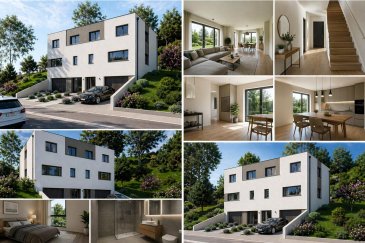 EN COURS DE CONSTRUCTION et située dans un quartier exclusivement résidentiel, superbe maison neuve proposant 3 « côtés libres », disposant de +/- 198 m2 dont +/- 146 m2 habitables sur +/- 3.90 ares de terrain privatif, comprenant :

Au ½ sous-sol :
- Hall d'accueil.
- Cave.
- Chaufferie.
- Garage pour 1 voiture et rangement / moto + 1 parking extérieur.

Au ½ rez-de-chaussée :
- Hall.
- WC séparé.
- Grand salon et salle à manger traversant avec accès de plain-pied à la terrasse de +/- 28 m2 et au jardin arrière.
- Cuisine non équipée ouverte ou fermée sur salle à manger.

Au 1er étage :
- Hall d'étage.
- 4 chambres à coucher dont une suite parentale avec salle de bains privative.
- Salle de bains principale.

Classe énergétique AA : Chaudière pompe à chaleur avec chauffage par le sol / Triple vitrage et volets électriques / VMC double flux ...

Les plans restent modifiables selon vos besoins et les nécessités techniques à respecter.

Frais d'acte notarié applicables sur le montant de la quote-part de terrain.
Application directe du taux de TVA à 3 %.

Le prix annoncé s'entend TTC 3 % et ne sera pas révisé en cas d'indexation !