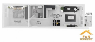 ** APPARTEMENT 1 CHAMBRE À VENDRE **

-- FR -- 

** RÉSIDENCE **
Cette belle résidence à Kayl en nouvelle construction offrira 7 unités reparties sur 4 étages. Le projet répond à la fois aux hautes exigences d’architecture moderne et fonctionnelle ainsi qu’aux critères énergétiques actuels.
Classe énergétique: A
Classe d’isolation: A
Classe de performance environnementale: A

Kayl se situe à environ 5 minutes d’Esch-sur-Alzette, à 10 minutes de Belval et à 20 minutes du Luxembourg Centre-Ville. La gare est à seulement 6 minutes à pied de l’immeuble. 

** APPARTEMENT **
Cet appartement situé au deuxième étage offre une surface habitable de 48,02m2, avec un balcon de +/-2.75m2.
Il est composé d’un hall d’entrée, d’un séjour avec une cuisine ouverte, une chambre et une salle de bains. Le bien est complété par une cave privative, inclus dans le prix de vente. 

Situation: Centre du Kayl
Transport publics: Arrêt de bus à moins de 2min / Gare d’environ 6min à pied
Accès autoroute A3/A13 à moins de 3min
Disponibilité: 2ème semestre 2021
Emplacement de parking intérieur en supplément au prix de 25'000 €.
Possibilité d’acheter un double emplacement intérieur (en bande): 40'000 €.

Les prix indiqués comprennent la TVA à 3% (sous réserve d'acceptation par l'administration de l'enregistrement).

Pour tout complément d'information, contactez-nous au tél.: +352 621 139 988 ou par mail info@fn-promotion.lu. 

Réf agence : KRDC12-1ER48


-- DE –

** RESIDENZ **
Dieser Neubau einer Residenz in Kayl bietet 7 Einheiten auf vier Etagen. Das Projekt erfüllt sowohl die hohen Anforderungen moderner und funktionaler Architektur als auch die aktuell höchsten Energiekriterien.
Energieklasse: A / Isolationsklasse: A / Umweltleistungsklasse: A

Kayl liegt etwa 5 Minuten von Esch-sur-Alzette, 10 Minuten von Belval und 20 Minuten von Luxemburg «Centre-Ville» entfernt. Der Bahnhof ist nur 6 Gehminuten vom Gebäude entfernt.

** WOHNUNG **
Die Wohnung liegt auf dem 2. Stockwerk und bietet eine Wohnfläche von +/-48.02m2, sowie auch einen Balkon von +/-2.75m2.

Die Wohnung setzt sich folgend zusammen: einem großen Wohnzimmer mit offener Küche, ein Schlafzimmer und einem Badezimmer. Durch einen Keller wird diese Wohnung vervollständigt, dieser ist im Preis enthalten.

Lage: Kayl Zentrum
Öffentliche Verkehrsmittel: Bushaltestelle weniger als 2 Gehminuten / Bahnhof ca. 6 Gehminuten
Autobahnanbindung: A3 / A13 sind 3 min entfernt.
Verfügbarkeit: 2. Semester 2021
Garagenstellplatz kostet weitere 25’000€
Ein doppelter Garagenstellplatz kostet weitere 40’000€

Die angegebenen Preise enthalten 3% Mehrwertsteuer (vorbehaltlich der Annahme durch die Registrierungsverwaltung).

Für weitere Informationen kontaktieren Sie uns telefonisch unter +352 621 139 988 oder per E-Mail unter info@fn-promotion.lu

Referenz : KRDC12-1ER48

