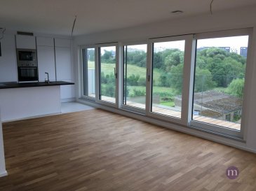 Appartement sis au 4ème étage et dernier étage dans résidence neuve de 79 m2 et comprenant : Living avec cuisine équipée donnant sur agréable terrasse de 26 m2, 2 chambres à coucher dont une avec balcon, salle de douche, WC séparé, cave, 1 emplacement-souterrain sis au1er  sous-sol.<br><br>Revêtement du sol: carrelage et parquet<br><br>Bonne situation, proche de tout commerce, accès rapide vers autoroute, bonne connexion bus