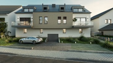 Situé à Schuttrange, cet appartement neuf en cours de construction, au 1er étage d'une petite résidence, offre un cadre de vie confortable et contemporain au sein d'un environnement villageois recherché.  
D'une surface habitable d'environ 56 m², le bien se présente comme suit :  

Le premier étage, l'entrée se fait dans le séjour lumineux de ± 27 m² avec une cuisine ouverte, un vestiaire de ± 1 m², un wc séparé de ± 2 m², l'espace nuit se composant d'une chambre de ± 16 m², ainsi qu'une salle de bain de ± 8 m² et un débarras de ± 2 m².  
Un balcon de ± 7 m² vient parfaire l'ensemble, idéal pour profiter d'un espace extérieur.  

Au sous-sol, vous disposerez d'une cave privative, d'un emplacement extérieur, ainsi que d'une buanderie commune et de locaux techniques.  

Détails complémentaires :  
- Sols en carrelage, parquet et dalle en béton armée  
- Revêtements muraux en peinture  
- Châssis PVC avec triple vitrage  
- Velux  
- Volets électriques  
- Ascenseur  
- Pompe à chaleur  
- Ventilation  
- Ventilation double flux  
- Cheminée  
- Porte de garage électrique  
- Thermostat  
- Domotique possible (en option)  
- Passeport énergétique A-B  

Environnement :  
L'appartement bénéficie d'un emplacement pratique à proximité des transports en commun, de l'aéroport, des axes autoroutiers, de la gare, ainsi que de nombreuses infrastructures sportives, de loisirs, de pistes cyclables, d'espaces de détente et de restaurants.  

Pour plus de renseignements, veuillez contacter s.v.p. Maurits van Rijckevorsel au +352 621 198 891 ou maurits@vanmaurits.lu