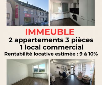 Spécial investisseur - Immeuble Freyming Merlebach 119 m². Affaire à saisir !
Freyming Merlebach, découvrez cet immeuble semi mitoyen construit en 1955 composé : 

- D'un rez de chaussée avec un local commercial de 72 m². Celui-ci ce compose d'une pièce avant avec vitrines, dégagement, cuisine, WC individuel et 3 pièces supplémentaires.

- D'un premier étage avec un appartement 3 pièces de 76 m² composé d'une entrée/dégagement, cuisine, salle d'eau, salon, débarras et 2 chambres à coucher.

- D'un second étage avec un appartement 3 pièces de 42 m² (surface au sol 61 m²) disposant d'une entrée/dégagement, pièce de vie avec cuisine ouverte, salle d'eau avec WC et 2 chambres à coucher.

L'immeuble dispose également d'un sous sol complet, le tout sur un terrain de 1,14 ares.

Espérance locative mensuelle : local commercial 400?€, appartement 1er étage 600?€, appartement dernier étage 500?€, soit un total de 1?500?€/mois, offrant une rentabilité locative brute d'environ 9,6?%.

Les informations sur les risques auxquels ce bien est exposé sont disponibles sur le site Géorisques : www.georisques.gouv.fr

Contact Nord Sud immobilier à Rohrbach les Bitche, Bitche, Diemeringen et Sarreguemines.