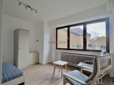 Beau studio complètement rénové à vendre au centre de Schifflange, commune de Schifflange.<br><br>A proximité de toutes commodités (transports publics, supermarchés, médecins, écoles, etc.).<br><br>Le studio se trouve au rdch et à l\'arrière de la résidence.<br><br>Description :<br><br>- Hall d\'entrée avec une armoire encastrée<br>- Pièce de séjour avec un lit, deux chaises et deux petites  armoires<br>- Cuisine individuelle avec une table et deux chaises<br>- Salle de douche<br>- Balcon <br>- Cave<br><br>Les meubles sont inclus.<br><br>Le studio est actuellement loué à 975€ charges inclus.<br><br>Pour toute information supplémentaire, n\'hésitez pas à nous contacter au +352 26532611 ou par e-mail au info@immolosch.lu!<br><br /><br />Nice studio completely renovated to rent in the center of Schifflange, commune of Schifflange.<br><br>Close to all amenities (public transport, supermarkets, doctors, schools, etc.).<br><br>The studio is located on the ground floor, at the back of the residence.<br><br>Description:<br><br>- Entrance hall with a built-in wardrobe<br>- Living room with a bed, two chairs and two small cupboards<br>- Individual kitchen with a table and two chairs<br>- Shower room<br>- Balcony <br>- Cellar<br><br>The furniture is included in the rent.<br><br>Available from 10.12.2021<br><br>Rent: 825,-¤ per month<br>Monthly charges: 150,-¤ (2 months)<br>Deposit : 1650,-¤ (2 months)<br>Agency fees : 965,25¤ (2 months)<br><br>For any further information, please contact us at +352 26532611 or by e-mail at info@immolosch.lu!<br>