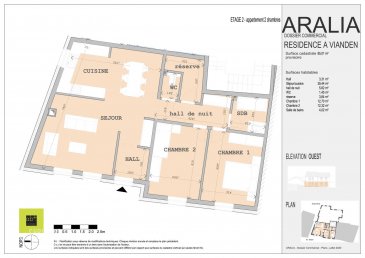 L\'agence immobilière Christine SIMON, vous présente en exclusivité cette nouvelle Résidence ARALIA qui sera implantée sur un terrain dans la Commune de VIANDEN, 95 GRAND-RUE.<br>Début de construction 2020 livraison 2022.<br>Passeport énergétique A-A<br>Construction matériaux haut de gamme.<br><br>Appartement 4 au deuxième étage de deux chambres à coucher et d\'une surface de 85,01 m2,<br>Il se compose comme suit:<br>Hall d\'entrée, wc séparé, séjour, cuisine ouverte, 2 chambres à coucher, salle de bain, débarras.<br>Une cave privative, local technique, local poubelle communs.<br><br>Pour de plus amples renseignements, un rendez-vous ou le cahier de charges et les plans, contactez l\'agence au numéro 621 189 059 ou cs@christinesimon.lu<br>