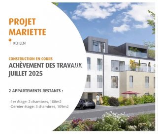 APPARTEMENT DISPONIBLE Juillet 2025.

L'agence immobilière Immo Contact vous propose à la vente, en nouvelle construction, ce magnifique appartement de +/− 109m2 situé à Kehlen.

Idéalement situé dans une rue calme, proche toutes commodités, transports en commun, service de santé et écoles.

L'appartement, au 1er étage, se compose comme suit :

- Hall d'entrée avec WC séparés
- Salon avec espace salle à manger et accès loggia orientée Est
- Emplacement cuisine
- 2 chambres à coucher ( 13 et 22m²)
- Salle de bain
- Débarras

Une place de parking et une cave viennent compléter ce bien.

Il est possible d'acquérir un parking supplémentaire.

Prix affichés TVA 3%.

La résidence possède tous les aménagements indispensables et à la pointe de la technologie.
Elle répond aux nouvelles normes énergétiques.

Pour plus de renseignements, contactez-nous au +352 621 758 643 ou sur info@immocontact.lu.

 ---------- 
APARTMENT AVAILABLE July 2025.

The Immo Contact estate agency is offering for sale this magnificent 109m2 flat in Kehlen.

Ideally located in a quiet street, close to all amenities, public transport, health services and schools.

The flat, on the 1st floor, is composed as follows:

- Entrance hall with separate WC
- Living room with dining area and access to east-facing loggia
- Kitchen area
- 2 bedrooms ( 13 and 22m²)
- Bathroom
- Storeroom

A parking space and a cellar complete this property.

It is possible to purchase an additional parking space.

Prices include 3% VAT.

The residence has all the essential, state-of-the-art facilities.
It meets the latest energy standards.

For more information, contact us on +352 621 758 643 or info@immocontact.lu.