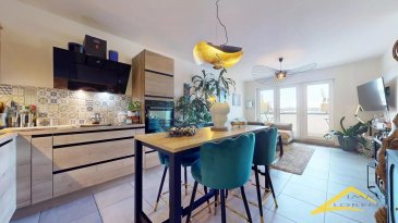 L'agence IMMO LORENA de Pétange a choisi pour vous ce magnifique appartement au deuxième étage avec ascenseur, d'environ 59 m2 habitables, situé à Niederkorn, à proximité de toutes commodités, commerces et transports en commun.
Petite résidence à 5 unités.

Description du bien :

Le hall d'entrée de 2,96 m2
Cuisine open space avec espace salon/salle à manger de 24,65m2
Salle de douche (avec toilettes suspendues) 4,49m2
Petit balcon avec vue dégagée (4,19m2)

Deux chambres de :
1ère chambre de  11,86m2
2ème chambre de  12,53m2

Au rez-de-chaussée,
- une cave spacieuse de 7,31m2
- un emplacement intérieur (lift) de 12,58m2

Buanderie commune & local poubelles, ascenseur

Belle première acquisition !

Pour tout contact :
Joanna RICKAL : 621 365 640

L'agence Immo Lorena est à votre disposition pour toutes vos recherches ainsi que pour vos transactions LOCATIONS ET VENTES au Luxembourg, en France et en Belgique.