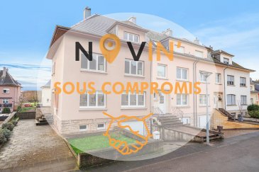 ENGLISH DESCRIPTION BELOW
__________________________________________________________

Dans une rue calme et sans issue (Rue Velletri) à Esch sur Alzette, belle maison avec grand jardin et garage à vendre

La maison se distingue comme suit :

Au rez-de-chaussée : Un hall d'entrée, un salon / salle à manger (29m2), une cuisine équipée (10m2), un wc séparé

Au 1er étage : 3 chambres à coucher (10m2, 14 m2, 14m2), une salle de bain

Au 2ème étage : 2 chambres à coucher

Au 1er sous-sol : un grand garage (27m2), caves, buanderie et accès au jardin

La maison dispose également d'un emplacement de parking devant le garage et d'un grand jardin.

Visites et informations, contactez :
Novin' Real Estate / Correia Brice / +352.691.84.39.55



ENGLISH DESCRIPTION :
__________________________________________________________

In a quiet and dead-end street (Rue Velletri) in Esch sur Alzette, beautiful house with large garden and garage for sale

The house distinguishes itself as follows:

On the ground floor: An entrance hall, a living / dining room (29m2), an equipped kitchen (10m2), a separate toilet

On the 1st floor: 3 bedrooms (10m2, 14 m2, 14m2), a bathroom

2nd floor: 2 bedrooms

On the 1st basement: a large garage (27m2), cellars, laundry room and access to the garden

The house also has a parking space in front of the garage and a large garden.

Visits and information, contact:
Novin 'Real Estate / Correia Brice / +352.691.84.39.55




