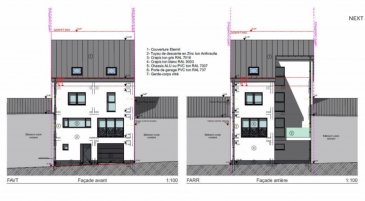 NEWGEST vous propose une maison en VEFA dans la rue des Remparts, en plein centre d'Esch-sur-Alzette

La maison se compose comme suit:

Au RDC:
- Hall d'entrée
- Grand garage pour 2 voitures
- Buanderie
- WC séparé

Au 1° étage:
- Living (+/- 37.52m2)
- Cuisine ouverte

Au 2° étage:
- 3 chambres
- Salle de bain

Combles à aménageables

N'hésitez pas de nous envoyer un mail pour amples renseignements.

tria@newgest.lu