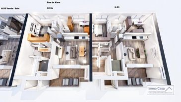 *** 30% Dejá Reservées ***<br><br>Immo Casa vous propose une nouvelle résidence située dans le quartier du Kiem à Luxembourg-Neudorf offrant des prestations de très haut standing.<br><br>Trois immeubles de 3 étages composé de 9 logements dont 3 penthouses.<br><br>Les appartements bénéficieront de 2 orientations ce qui permettra une luminosité optimale puisqu\'ils seront traversants.<br><br>Nous vous proposons par exemple ce logement au 53A, rue du Kiem au 3e étage comprenant une cuisine ouverte sur le salon donnant accès sur une terrasse (23.50m2), 2 chambres à coucher, deux salles de douche, un wc séparé, une cave et un jardin privatif (66m2).<br>La conception à l\'arrière du bâtiment permettra aux résidents d\'accéder à leur jardin privatif.<br><br>Les prix affichés avec la TVA de 3%<br><br>Possibilité d\'acquérir une place de stationnement intérieur à 55 000 € HTVA.<br><br>Pour d\'autres informations veuillez contacter l\'agence.