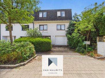 Cette maison libre de 3 côtés se situe à Luxembourg-Beggen, dans une rue très calme (20, rue de Bastogne) avec vue sur la verdure. Elle dispose de ± 185 m² au total, dont ± 140 m² habitables. Ce bien est entouré d'un jardin sans vis-à-vis, sur une parcelle de 3a 41ca. Elle bénéficie d'une proximité de toutes commodités ? écoles, crèches, commerces (Cactus, Aldi, Lidl), accès autoroute, transports en commun, qui sont accessibles à pied, ainsi que de la piste cyclable.

Elle se compose comme suit :

Au rez-de-chaussée : une entrée de ± 10 m², un garage de ± 22 m², une buanderie de ± 5m², une chambre de ± 12 m² avec une salle de douche de ± 3 m² (douche, lavabo, wc et fenêtre) et une sortie au jardin et une terrasse couverte, un débarras de ± 4 m².

Au 1er étage : un espace salon/salle à manger de ± 42 m² (avec une cheminée traditionnelle) qui s'ouvre sur une terrasse de ± 20 m² orientée au sud avec la vue dégagée sur la verdure, une cuisine séparée de ± 9 m² et un wc séparé.

Au 2ème étage : un palier qui dessert trois chambres de ± 14, 15 et 17 m² et une salle de bain de ± 10 m² (baignoire, double vasque, wc, fenêtre).

Le grenier non-aménagé est accessible par une trappe et sert d'espace de stockage.

Généralités :

- Idéalement placée au centre et au calme à Luxembourg-Beggen ;
- Magasins et services accessibles à pied;
- Libre de 3 cotés;
- Sans vis-à-vis;
- Cheminée au salon; 
- Chauffage au gaz ;
- Orientation sud ;
- Rafraichissement à prévoir;
- Vue sur la verdure, proximité de la piste cyclable
- Vistite virtuelle sur demande.

Agent responsable : Katia Gravière au 661 33 29 82 ou katia@vanmaurits.lu