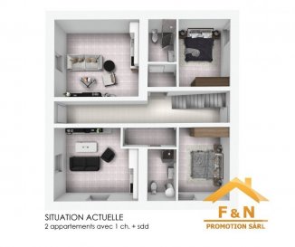 F&N Promotion vous propose un appartement au centre de Schifflange!

L'appartement est actuellement divisé en deux petits appartements (
