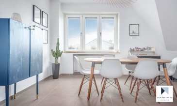 Ce bel appartement ± 82 m² situé au troisième et dernier étage d'un immeuble datant de 1936 sans ascenseur avec des dalles en béton, une cage d'escalier en terrazzo est composé comme suit: 

L'entrée ± 6m² donne accès au séjour lumineux ± 25 m² refait à neuf avec du carrelage au sol, à la cuisine ± 11m² très lumineuse, équipée et aménagée avec une arrière cuisine sous les combles ± 3 m² comprenant les machines à laver et sécher le linge (pas inclus dans le prix de vente) comme la réserve, le palier de nuit ± 4 m² menant au deux chambres ± 12 et 13m² à la salle de bains ± 4m² comprenant un lavabo et au wc séparé + 1 m². 

La lingerie se trouve à l'étage, le grenier ± 9 m² est privatif et sert de rangement et l'offre comprend également une cave ± 8 m². 

L'appartement est bien situé proche de toutes commodités (écoles, crèches, bus, tram, commerces, accès autoroute...) et au calme!

Vue dégagée, orientation est-ouest

Les charges sont de 260€

L'acte ne pourra être signé qu'au début du mois août, disponibilité de l'appartement à l'acte

Garage fermé en location dans l'immeuble à 150€/par mois

Pas de travaux prévus dans la copropriété.
La chaudière à gaz a été remplacé au mois de juin 2015
La toiture a été nettoyée et traitée en Avril 2017
La façade a été rénovée en 2010
La porte d'entrée a été remplacée en 2011
Les fenêtres double vitrage datent de 2009

Agent responsable pour la vente de cet appartement
Geoffrey Depré
GSM 661 127 777
Email: Geoffrey@vanmaurits.lu