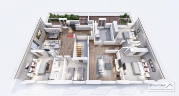 <br>Résidence à 4 unités à Nospelt<br>ImmoCasa vous propose en exclusivité une nouvelle résidence de 4 unités au centre de Nospelt<br><br>La résidence comprend 4 appartements de 74.40 à 100m2.<br>2 Parkings intérieurs au prix de 25.000eur. (En supplément)<br>2 Parkings intérieurs au prix de 35.000eur. (En supplément)<br>4 parkings extérieurs au prix de 15.000eur. (En supplément)<br>4 Caves inclues dans le prix de vente. Local vélos/poussettes en commun.<br><br>Ici vous trouvez l\'Appartement/Duplex au premier étage côté gauche de 100,97m2 habitables. Vous disposez de 3 chambres, d\'un hall d\'entrée, living lumineux salle de bains/douche, cuisine ouverte non fournie, chambre de 12m2/9.5m2. Spacieuse terrasse de 26m2, accès direct au rez-de-chaussée dans laquelle vous trouvez une pièce de 23m2 pouvant servir de 3ème chambre à coucher ou bureau avec dressing ou autre suivant vous besoins.<br>Jardin privatif de +-65 m2<br>Ce projet est une Rénovation/Modification.<br>Nouvelle électricité. <br>Nouvelle chauffage.<br>Nouvelle Toiture. <br>Nouvelles dalles, etc.<br>Matériaux de haut qualité au choix pour les finissions.<br>Pour plus d\'informations et pour les plans, n\'hésitez pas à nous contacter.<br><br>N?hésitez pas à nous contacter pour vendre votre bien.<br>Nos estimations sont gratuites.<br><br>Nous recherchons en permanence pour la vente et pour la location des appartements, maisons, terrains à bâtir et projets autorisés pour clientèle existante.<br>Achat éventuel par notre société.<br><br><br>