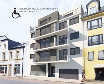 *** ADAPTÉ(E) AUX FAUTEILS ROULANTS / ROLLSTUHLGERECHT ***
** APPARTEMENT 1 CHAMBRE À VENDRE **

-- FR -- 

** RÉSIDENCE **
Cette belle résidence à Kayl en nouvelle construction offrira 7 unités reparties sur 4 étages. Le projet répond à la fois aux hautes exigences d’architecture moderne et fonctionnelle ainsi qu’aux critères énergétiques actuels.
Classe énergétique: A
Classe d’isolation: A
Classe de performance environnementale: A

Kayl se situe à environ 5 minutes d’Esch-sur-Alzette, à 10 minutes de Belval et à 20 minutes du Luxembourg Centre-Ville. La gare est à seulement 6 minutes à pied de l’immeuble. 

** APPARTEMENT **
Cet appartement situé au deuxième étage offre une surface habitable de 48,02m2, avec un balcon de +/-2.75m2.
Il est composé d’un hall d’entrée, d’un séjour avec une cuisine ouverte, une chambre et une salle de bains. Le bien est complété par une cave privative, inclus dans le prix de vente. 

Situation: Centre du Kayl
Transport publics: Arrêt de bus à moins de 2min / Gare d’environ 6min à pied
Accès autoroute A3/A13 à moins de 3min
Disponibilité: 2ème semestre 2021
Emplacement de parking intérieur en supplément au prix de 25'000 €.
Possibilité d’acheter un double emplacement intérieur (en bande): 40'000 €.

Les prix indiqués comprennent la TVA à 3% (sous réserve d'acceptation par l'administration de l'enregistrement).

Pour tout complément d'information, contactez-nous au tél.: +352 621 139 988 ou par mail info@fn-promotion.lu. 

Réf agence : KRDC12-1ER48-R


-- DE –

** RESIDENZ **
Dieser Neubau einer Residenz in Kayl bietet 7 Einheiten auf vier Etagen. Das Projekt erfüllt sowohl die hohen Anforderungen moderner und funktionaler Architektur als auch die aktuell höchsten Energiekriterien.
Energieklasse: A / Isolationsklasse: A / Umweltleistungsklasse: A

Kayl liegt etwa 5 Minuten von Esch-sur-Alzette, 10 Minuten von Belval und 20 Minuten von Luxemburg «Centre-Ville» entfernt. Der Bahnhof ist nur 6 Gehminuten vom Gebäude entfernt.

** WOHNUNG **
Die Wohnung liegt auf dem 2. Stockwerk und bietet eine Wohnfläche von +/-48.02m2, sowie auch einen Balkon von +/-2.75m2.

Die Wohnung setzt sich folgend zusammen: einem großen Wohnzimmer mit offener Küche, ein Schlafzimmer und einem Badezimmer. Durch einen Keller wird diese Wohnung vervollständigt, dieser ist im Preis enthalten.

Lage: Kayl Zentrum
Öffentliche Verkehrsmittel: Bushaltestelle weniger als 2 Gehminuten / Bahnhof ca. 6 Gehminuten
Autobahnanbindung: A3 / A13 sind 3 min entfernt.
Verfügbarkeit: 2. Semester 2021
Garagenstellplatz kostet weitere 25’000€
Ein doppelter Garagenstellplatz kostet weitere 40’000€

Die angegebenen Preise enthalten 3% Mehrwertsteuer (vorbehaltlich der Annahme durch die Registrierungsverwaltung).

Für weitere Informationen kontaktieren Sie uns telefonisch unter +352 621 139 988 oder per E-Mail unter info@fn-promotion.lu

Referenz : KRDC12-1ER48-R

