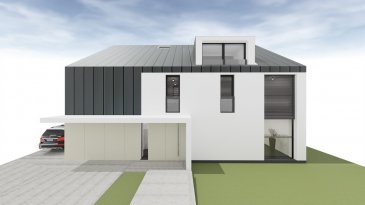 Dans un petit village de la commune de Ell à proximité de la frontière belge. Situation calme et verdoyante.
Future construction d'une maison individuelle 4 façades  sur terrain de 4,48 ares.

La maison avec une surface habitable de +/- 210m²  habitable (270 m² utiles) se composes comme suit:

Rdch:
- hall d'entrée
- wc séparé
- grand séjour / salle à manger avec coin cuisine de 52,86m², sortie vers terrasse / jardin
- garage 1 voiture / buanderie.

1er étage:
- 2 chambres de 13,25 et 13,07 m²
- salle de bain avec Wc (7,60 m²)
- 1 chambre parentale (17,60 m²) + dressing (8,15m²) + salle de bain avec Wc (7,50 m²)

Combles:    91 m² au sol; 52 m² hauteur 2m
-  Local technique (3,05 m²)
- 1 chambre à coucher, salle de douche.
- Bureau/hobby ou autre de 33,46 m² (hauteur 2m)

Parking extérieur

Le prix comprend entre autre 
- les accès vers l'entrée principale ainsi que vers le garage
- peintures
- chauffage au sol
- récupération d'eau de pluie

-Prix 1 125 000€ TTC
TVA 3 %  inclus (sous réserve d'acceptation par l'administration de l'enregistrement)