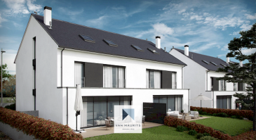 Située à Flaxweiler, cette maison jumelée neuve en cours de construction offre une surface totale de ± 241 m² dont ± 209 m² habitables sur un terrain de 3.52 ares, avec une exposition plein sud et une agréable vue dégagée sur le jardin et la nature environnante. 

La maison se présente comme suit :

Au rez-de-chaussée, vous découvrirez un hall d'entrée avec vestiaire, le tout de ± 7 m² menant à une pièce de vie de ± 44 m² comprenant le séjour et l'espace cuisine ouverte (non fournie), baignée de lumière et avec accès direct à une terrasse de ± 27 m² et au jardin. Ce niveau comprend également un WC séparé de ± 2 m², un débarras de ± 2 m², une buanderie de ± 3 m² ainsi qu'un garage de ± 29 m².

À l'étage, le hall de nuit de ± 12 m² dessert trois chambres de ± 12, 16 et 16 m², chacune disposant de sa propre salle de douche de ± 4, 4 et 8 m². La chambre principale de ± 12 m² bénéficie en plus d'un dressing de ± 8 m².

Les combles proposent un vaste espace aménageable de ± 64 m², idéal pour créer une salle de loisirs, un bureau ou des chambres supplémentaires, complété par un local technique de ± 9 m².

Prix: 1.400.000 € (TVA 17%) - 1.350.000 € (TVA 3%)

Ce prix comprend la taxe sur la valeur ajoutée Luxembourgeoise à raison de 17%. Le cas échéant (acquisition pour compte propre), nos services formuleront en votre nom les demandes en vue de l'application de la TVA 3%.

Pour toutes les tranches non encore réalisées à l'acte, la facturation pourra se faire directement à 3% de TVA. Le montant maximal de TVA à récupérer est fixé légalement à 50.000.-€ par logement.

Détails complémentaires :
- Sols : carrelage au choix, parquet semi-massif dans les chambres, laminé dans les combles
- Construction : dalle en béton armée, façade isolée
- Fenêtres : châssis PVC, triple vitrage, Velux, volets électriques
- Chauffage : pompe à chaleur, chauffage au sol, radiateurs dans les combles
- Équipements : ventilation double flux, thermostat individuel, vidéophone
- Cuisine : non incluse (pré-installations prévues)
- Toiture : ardoises

Implantée dans un environnement calme de village, la maison bénéficie de la proximité des transports en commun, crèches, forêts, pistes cyclables et restaurants, offrant un cadre de vie agréable entre nature et accessibilité.

Pour plus de renseignements, veuillez contacter s.v.p. Maurits van Rijckevorsel au +352 621 198 891 ou maurits@vanmaurits.lu