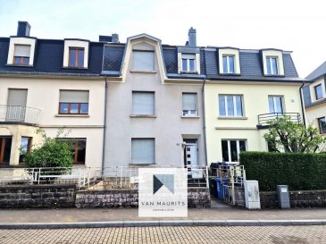 Cette maison mitoyenne construite en 1930 et rénovée en 2014, bénéficie d'une surface totale de ± 209 m² dont ± 170 m² habitables sur un terrain de 2.17 ares. Répartie sur trois étages, la maison se compose de 6 chambres, 6 salles de bains ainsi que d'un espace bureau, ce qui en fait une habitation idéale pour une grande famille ou une colocation.

Elle est exposée plein sud et se présente comme suit :

Au rez-de-chaussée, le hall d'entrée de ± 4 m² dessert un séjour de ± 19 m², la cuisine de ± 19 m² ouverte sur un coin salle à manger avec un accès à la terrasse de ± 13 m² et au jardin, un palier de ± 7 m², un bureau de ± 7 m² et une salle de bain de ± 7 m².

Le premier étage comprend un palier de nuit de ± 9 m², trois chambres de ± 10 m², ± 13 m² et ± 15 m² dont deux avec salle de douche privative de ± 5 m² et ± 6 m², ainsi qu'une salle de bains de ± 7 m².

Au deuxième étage, trois chambres supplémentaires de ± 9 m², ± 11 m² et ± 12m² sont réparties autour d'un palier de nuit de ± 7 m², ainsi qu'une salle de bains de ± 3m². Une grande terrasse de ± 25m², accessible depuis l'une des chambres, complète cet étage.

Le sous-sol se compose d'un palier de ± 4 m², d'une cave de ± 21m² incluant un coin buanderie, d'une chaufferie de ± 5 m², d'un espace rangement de ± 5 m² et d'une salle de bains supplémentaire de ± 3 m².

Détails complémentaires :

Les finitions sont soignées avec du carrelage, du laminé et une dalle en bois. Le bien est équipé de châssis PVC, de double vitrage, de Velux et de volets manuels. Le chauffage est assuré par une chaudière au gaz, avec radiateurs, et un adoucisseur d'eau anticalcaire complète l'équipement.

La maison bénéficie d'une excellente situation, à proximité de toutes commodités : écoles, commerces, crèches, centre sportif, arrêt de tram, bus, gare, restaurants, et nombreuses pistes cyclables et de randonnées.

Personne responsable du bien :
Yuliana Dimitrova
Tel : +352 661 50 27 19
Email : yuliana@vanmaurits.lu